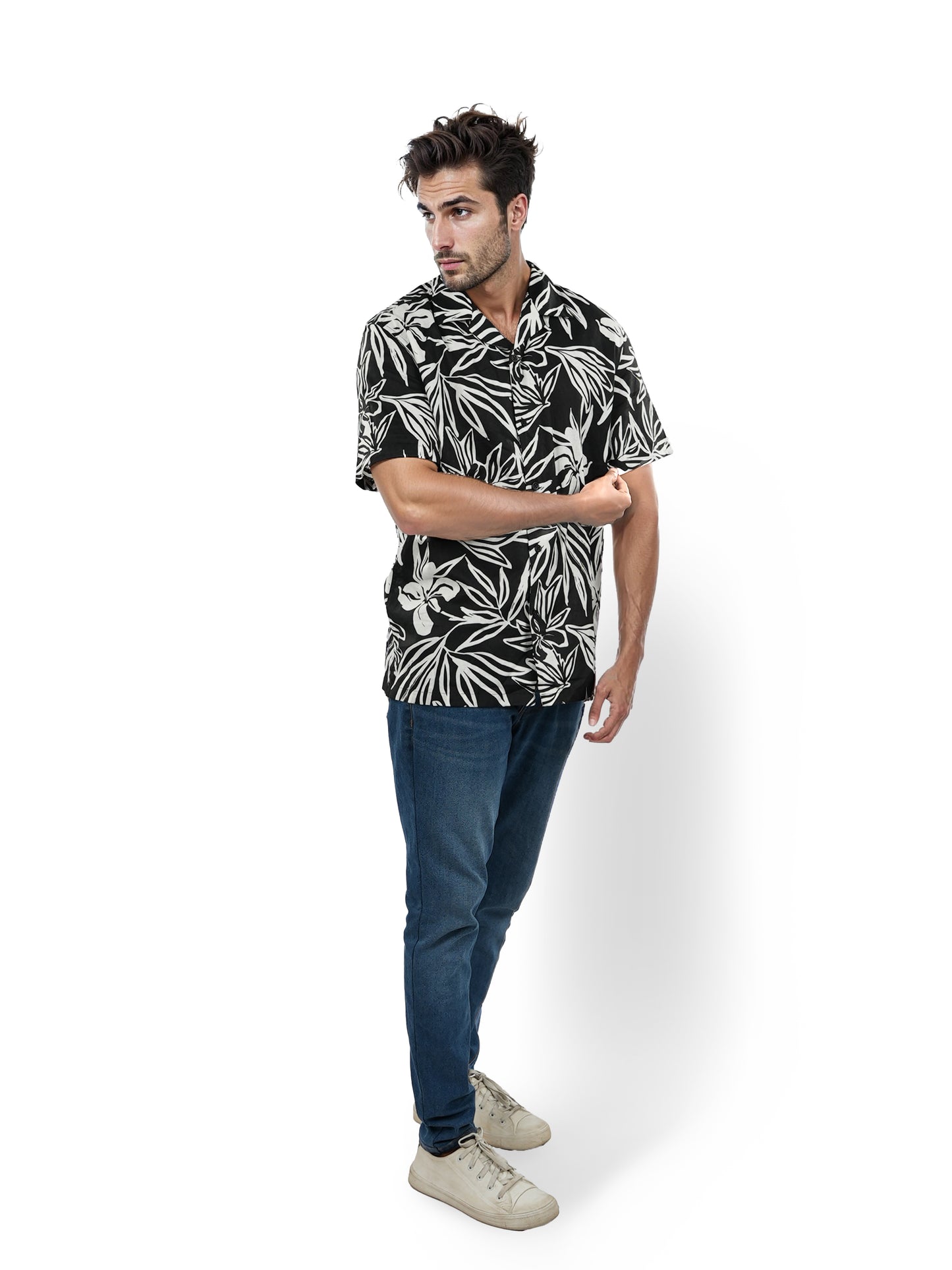 Black Printed Linen Shirt