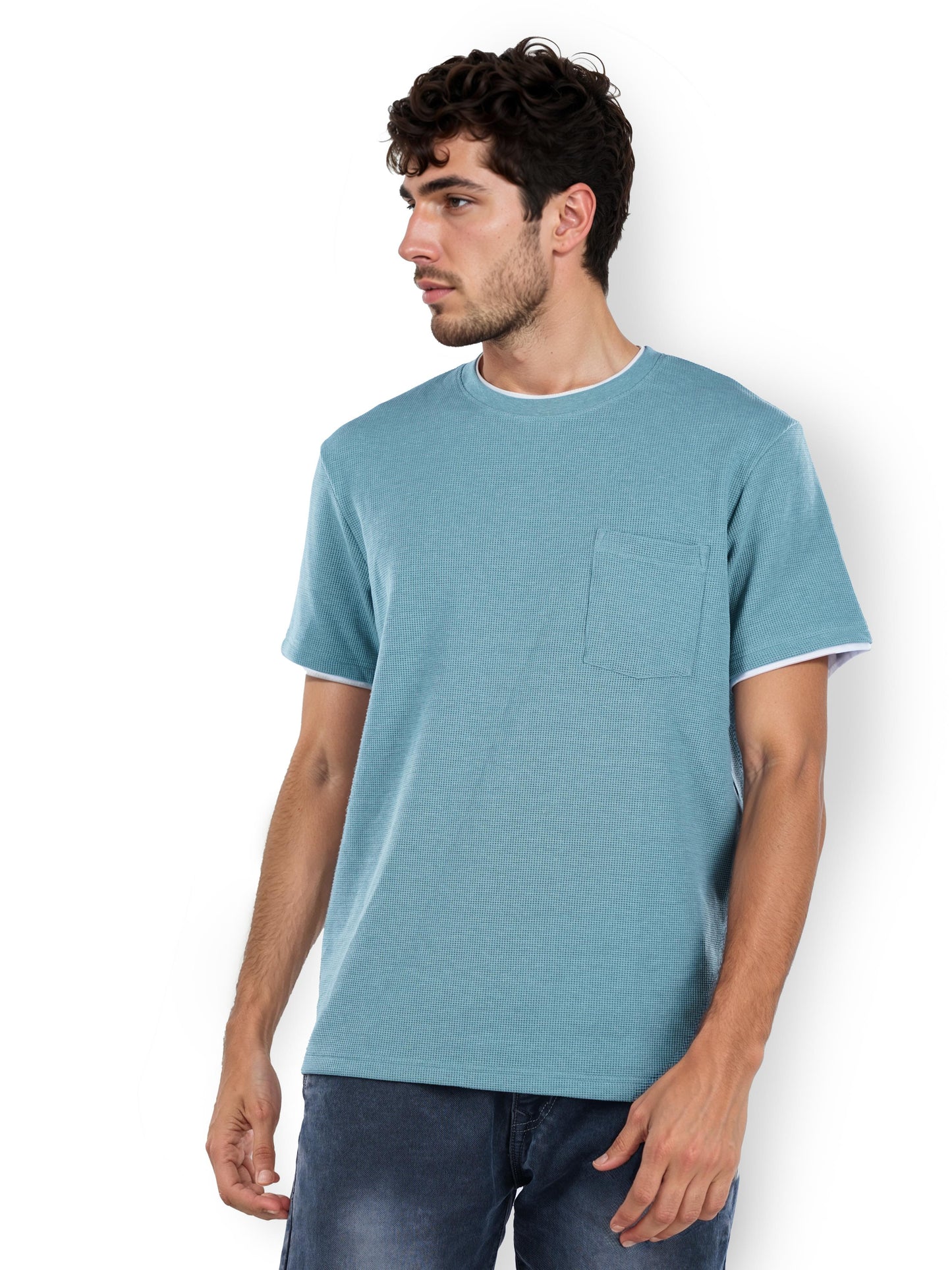 Green Solid Cotton T-shirt