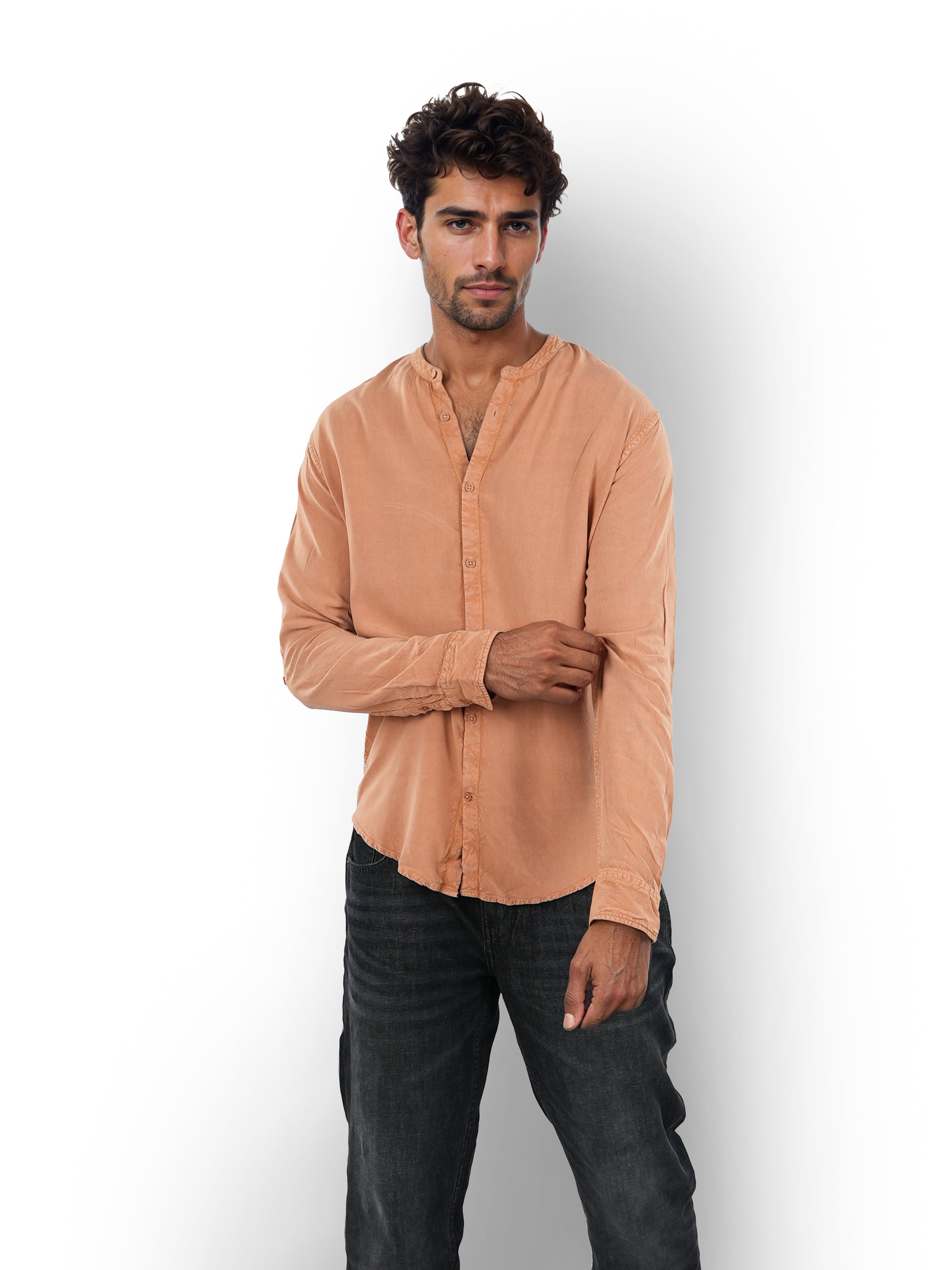 Brown Solid Cotton Shirt