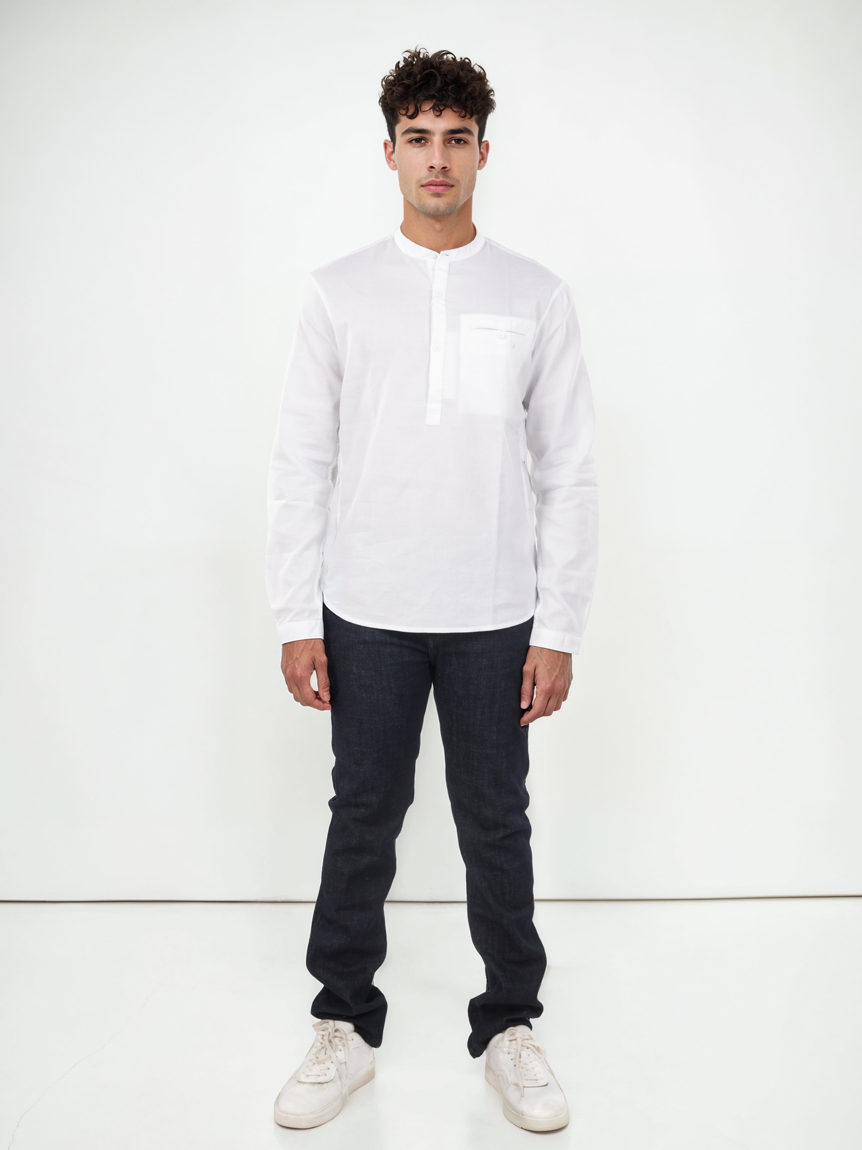 White Solid Cotton Shirt