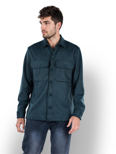 Celio* Solid Oversized Cotton Green Shirt