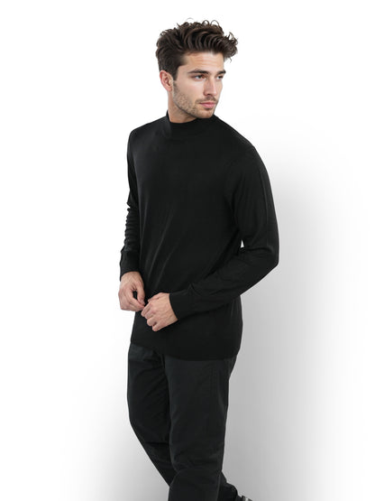 Black Solid Viscose Sweater