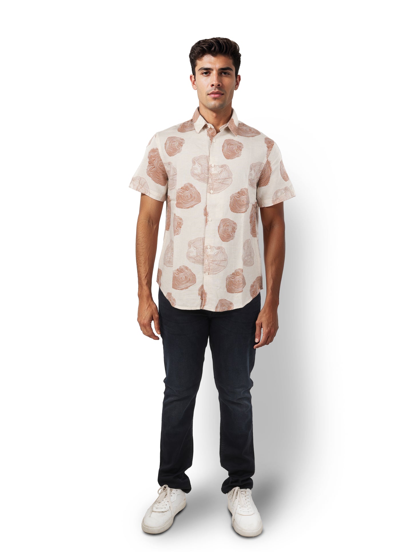 Beige Printed Viscose Shirt