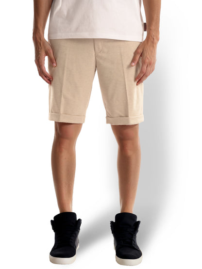 Beige Regular Fit Shorts