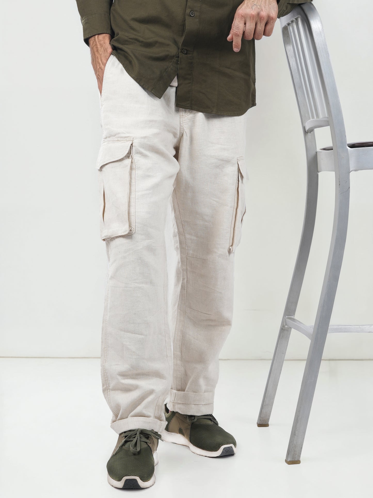 Beige Slim Fit Trousers