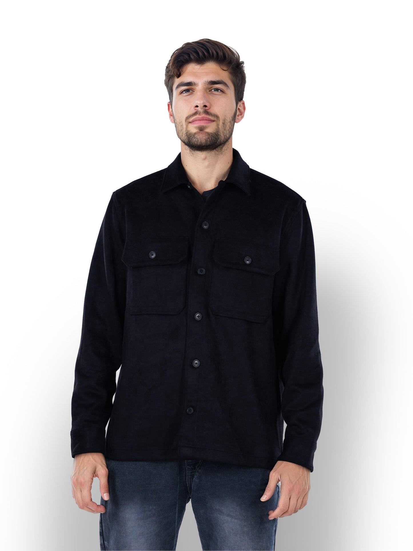 Black Solid Polyester Jacket