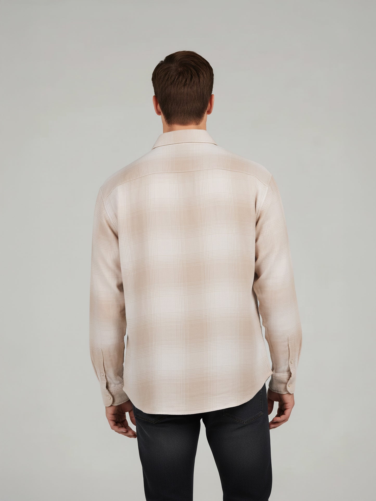Celio* Men Beige Checked Relaxed Fit Cotton Shirts