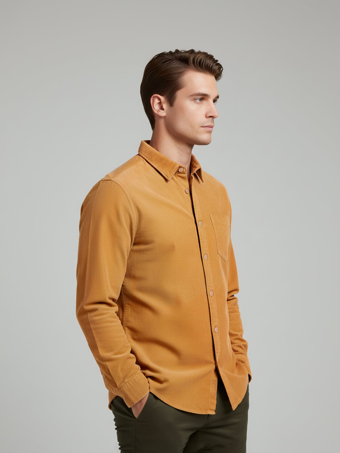 Celio* Men Mustard Solid Regular Fit Cotton Shirts