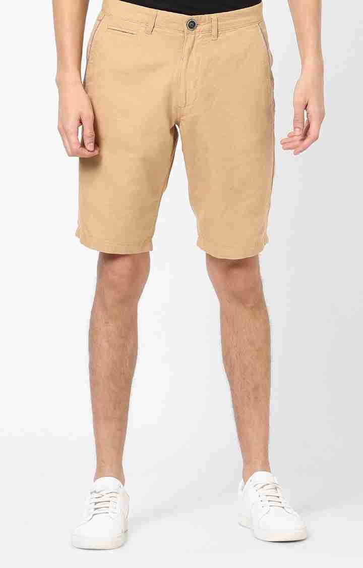 Beige Regular Fit Shorts