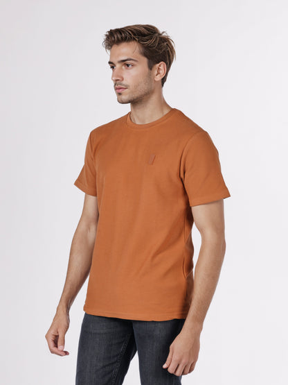 Celio* Men Brown Solid Regular Fit Cotton T-Shirts