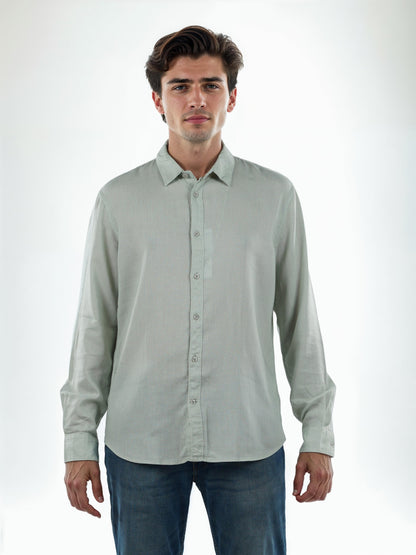 Green Solid Linen Shirt