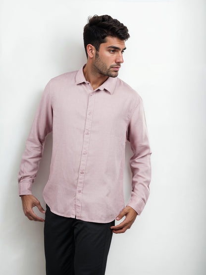 Mauve Solid Linen Shirt