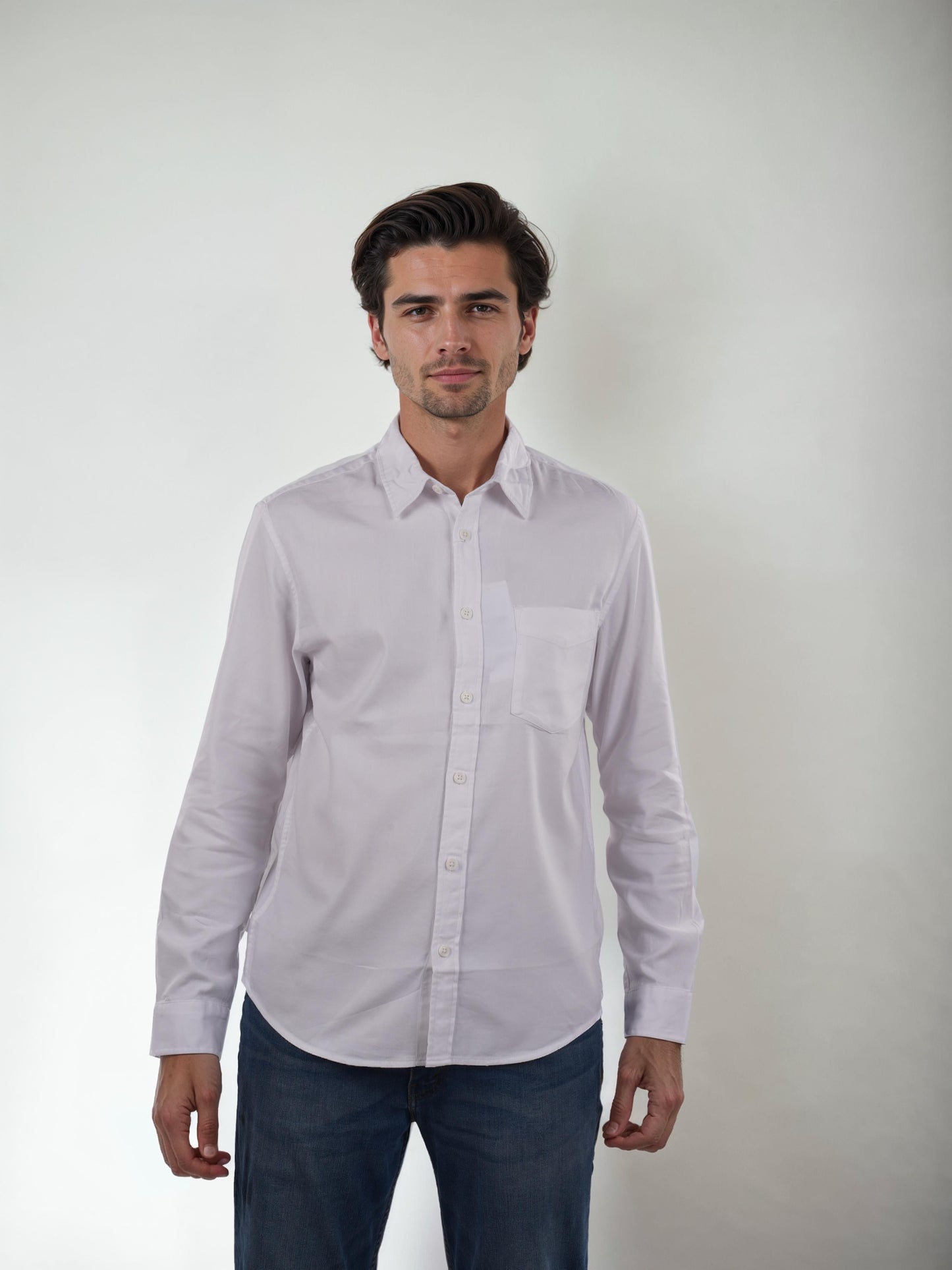 White Solid Cotton Shirt