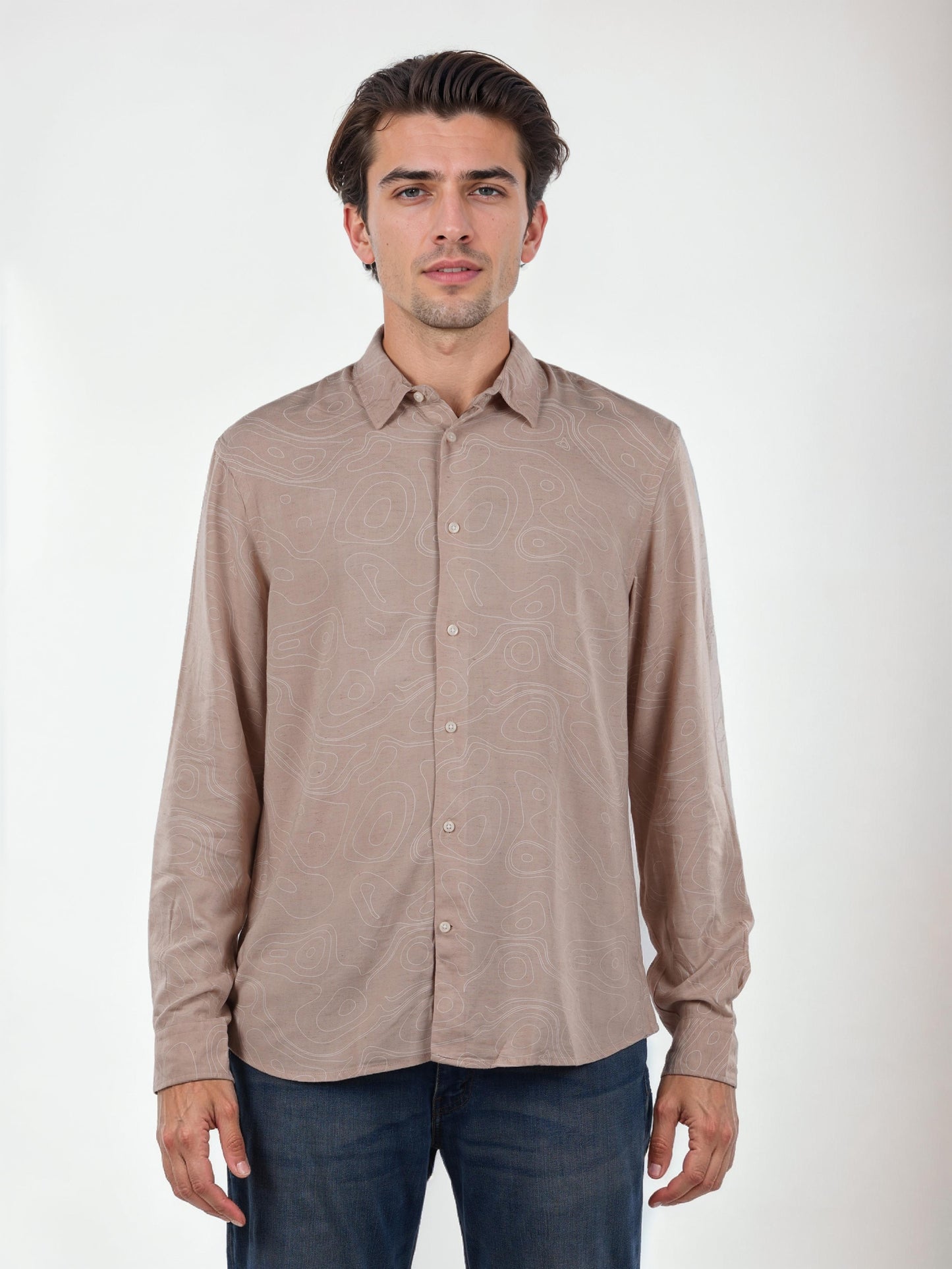 Pink Printed Linen Shirt