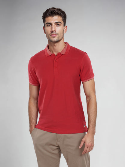 Coral Solid Cotton Polo