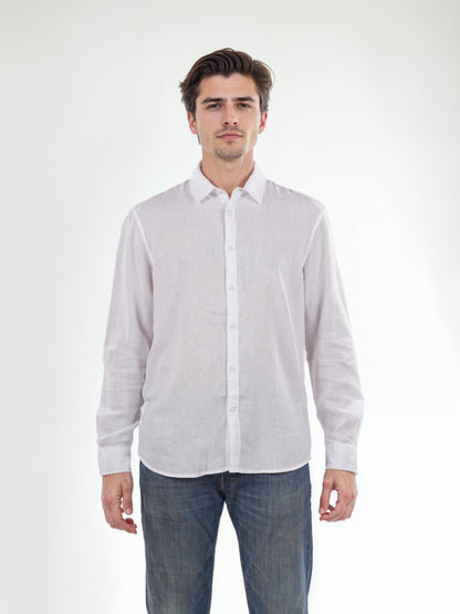 White Solid Linen Shirt