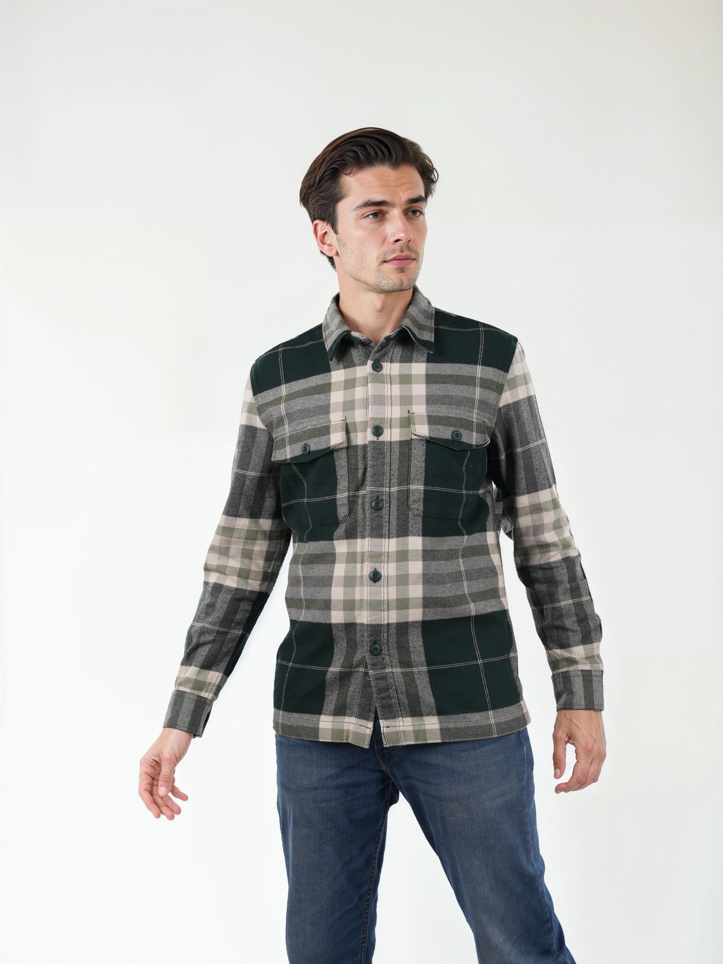 Green Checks Cotton Shirt