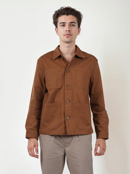 Brown Solid Cotton Jacket