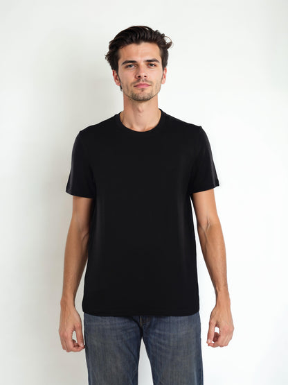 Black Solid Cotton T-shirt