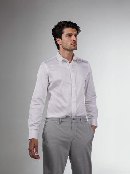 White Solid Cotton Formal Shirt