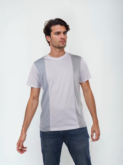 Blue Colourblock Cotton T-shirt