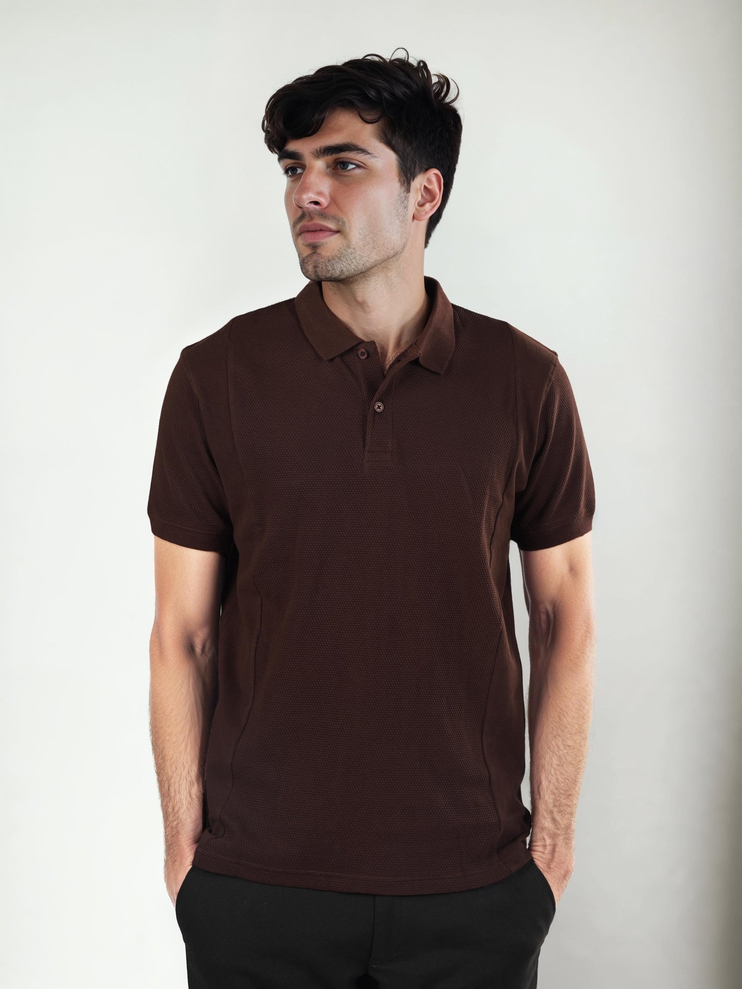 Brown Solid Cotton T-Shirt