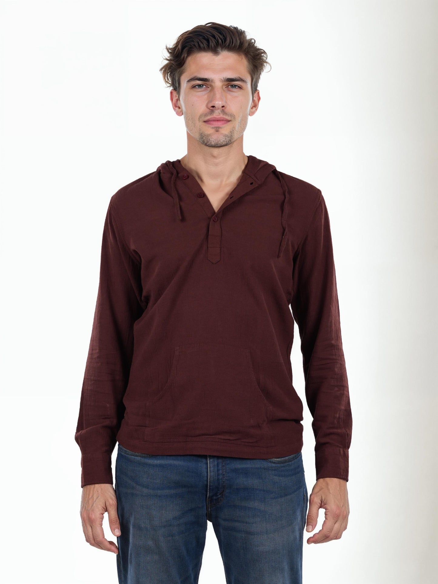 Brown Solid Cotton Shirt