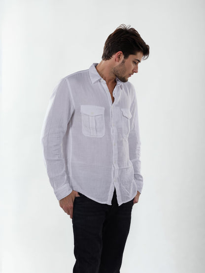 White Solid Cotton Shirt