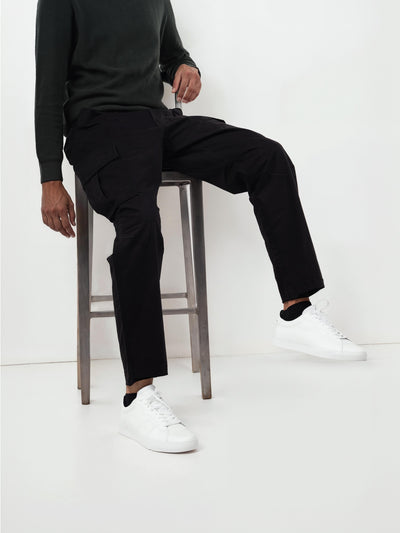 Celio* Cotton Straight Fit Black Trouser