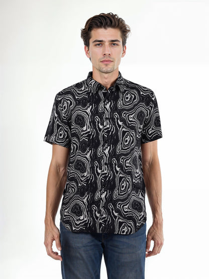 Black Printed Viscose Shirt