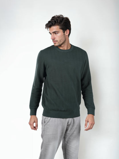 Green Solid Cotton Sweater