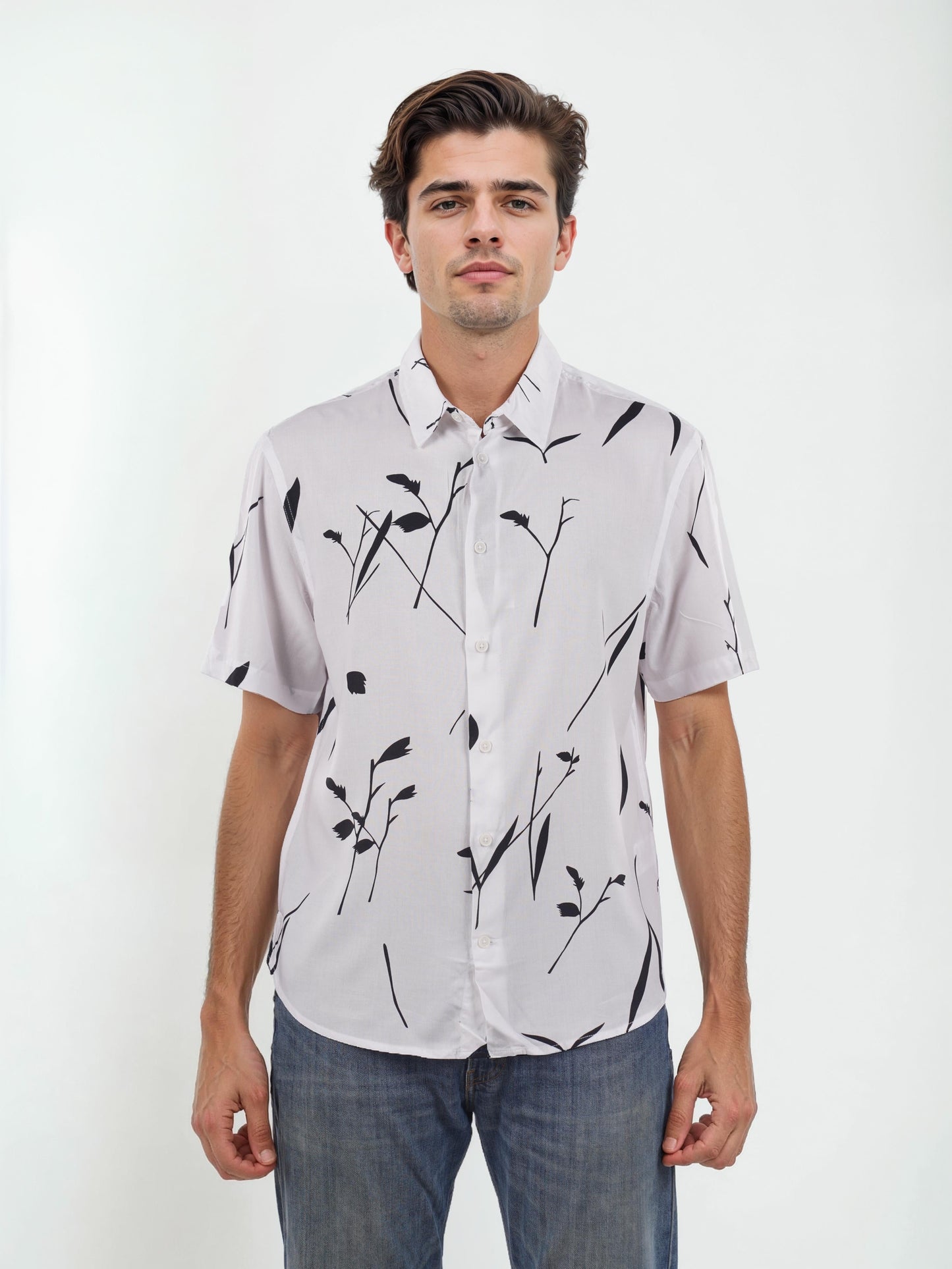 White Printed Viscose Shirt