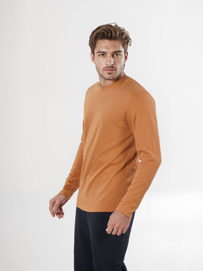 Celio* Men Brown Solid Regular Fit Cotton T-Shirt