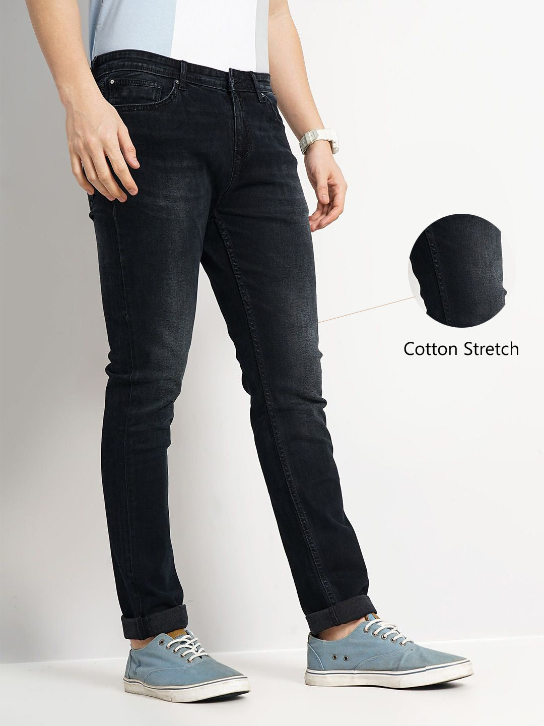 Celio* Cotton Slim Fit Black Jean