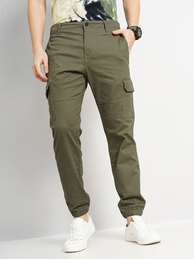 Celio* Cotton Slim Fit Green Trouser