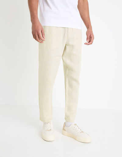 Celio* Linen Regular Fit Off White Trouser