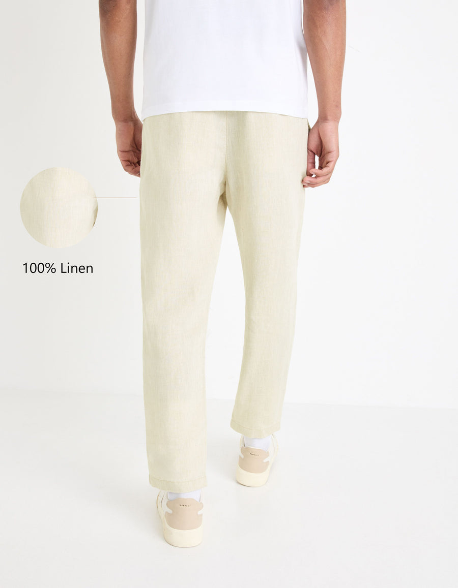Celio* Linen Regular Fit-100% Linen Trouser-Natural