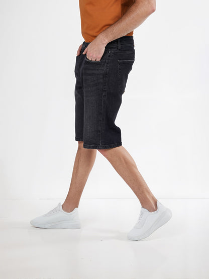 Celio* Cotton Regular Fit Black Bermuda