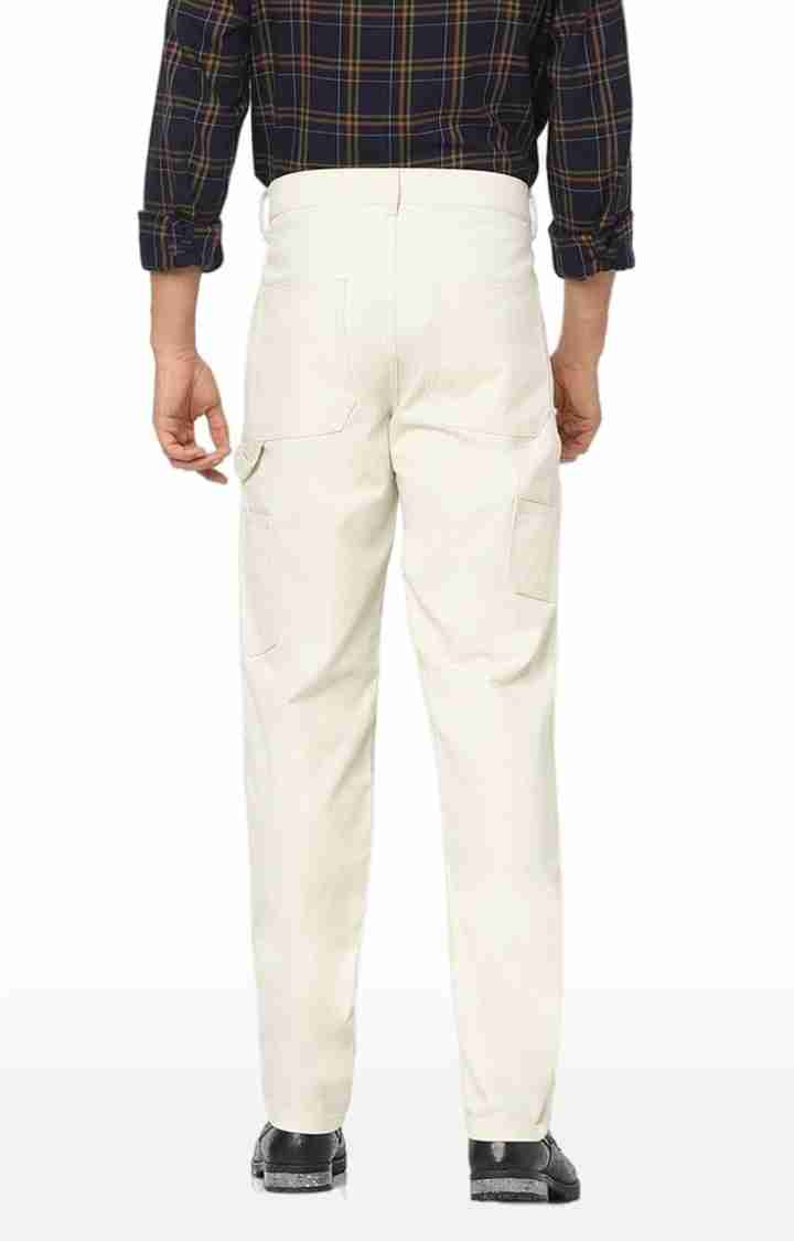 Cream Regular Fit Trousers