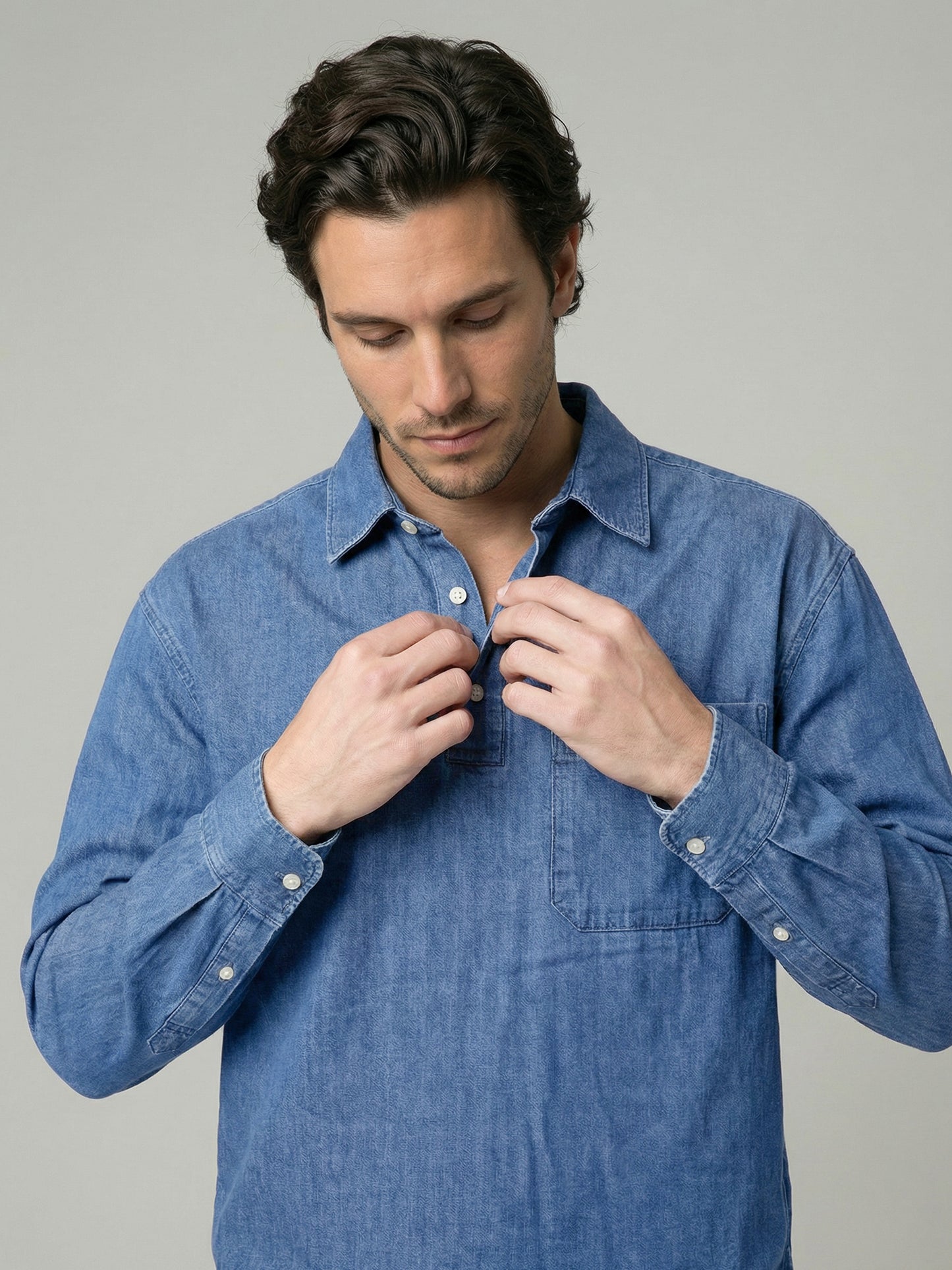 Celio Mens Blue Twill Regular Fit Cotton Shirts