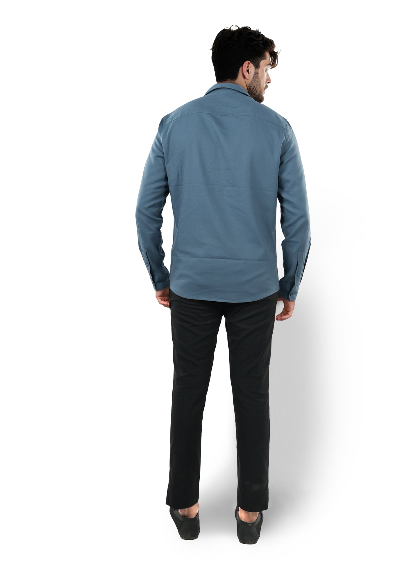 Blue Solid Cotton Shirt