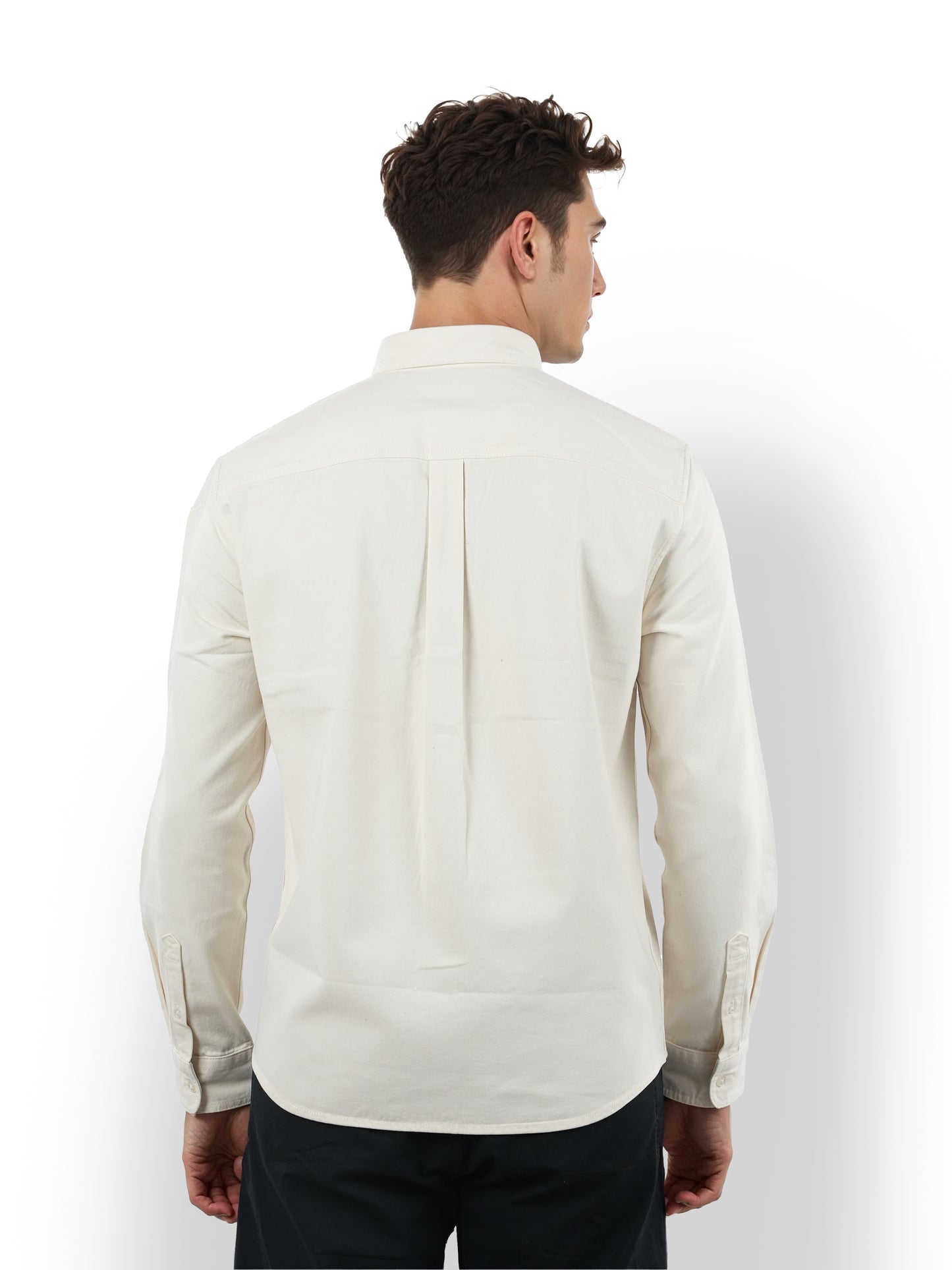 Off White Solid Cotton Shirt