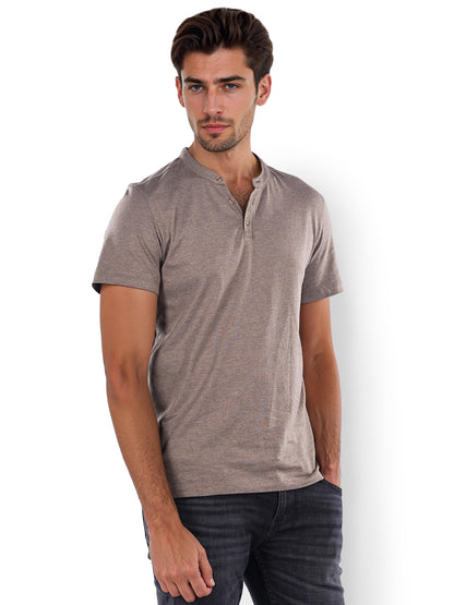 Taupe Solid Cotton T-Shirt