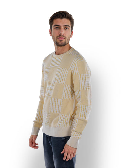 Yellow Colourblock Cotton Sweater