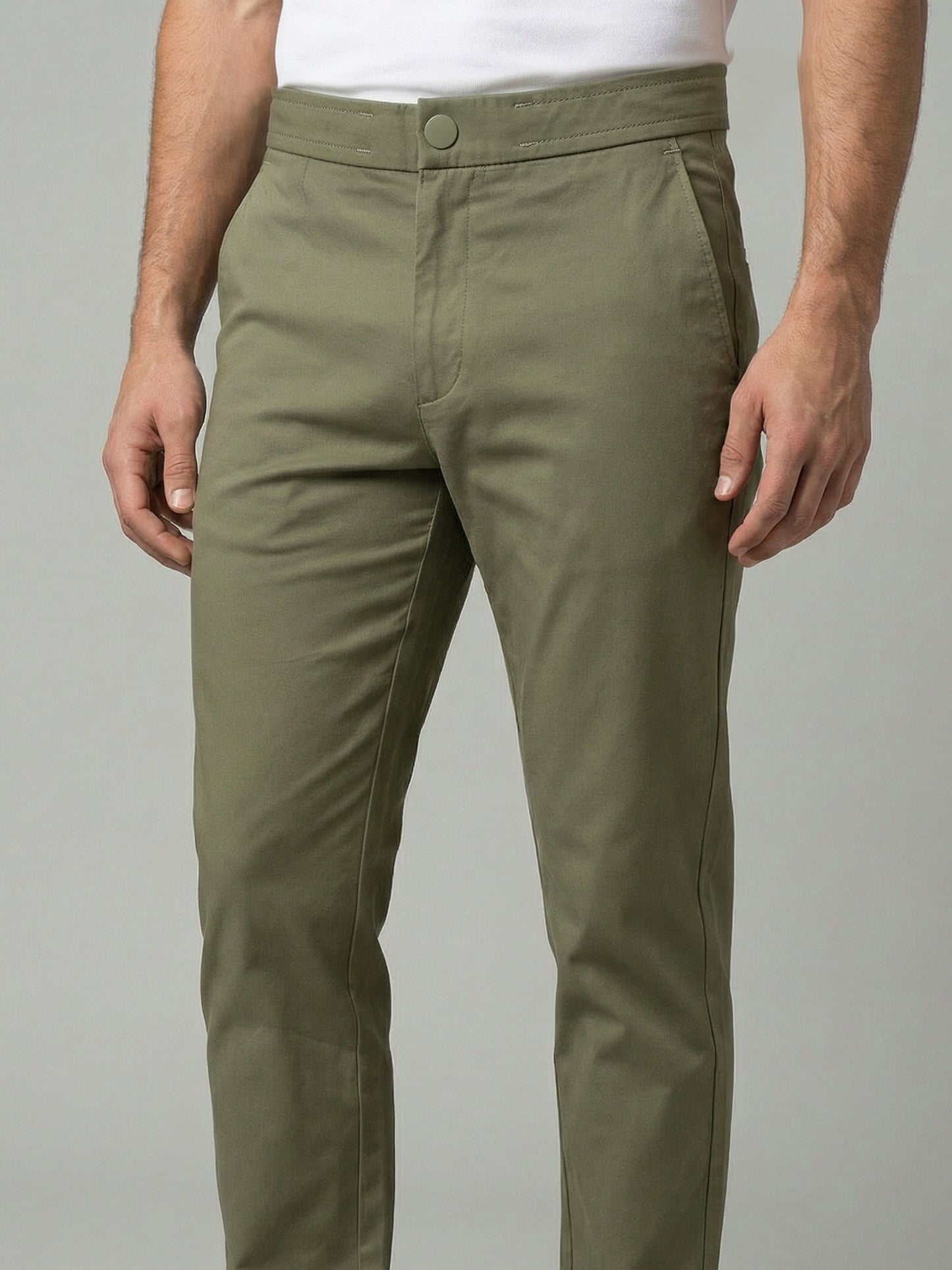 Celio Mens Olive Dobby Slim Fit Polyester Casual Trouser