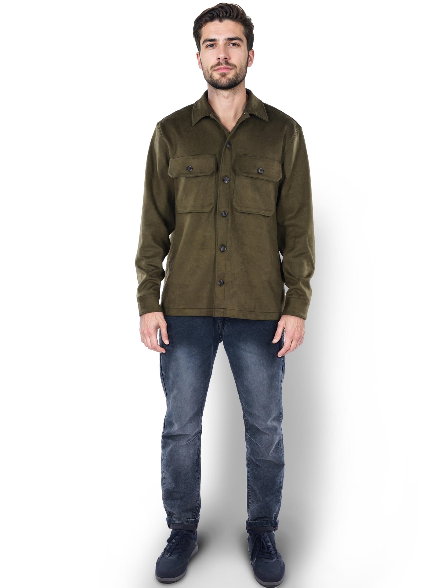 Olive Solid Polyester Jacket