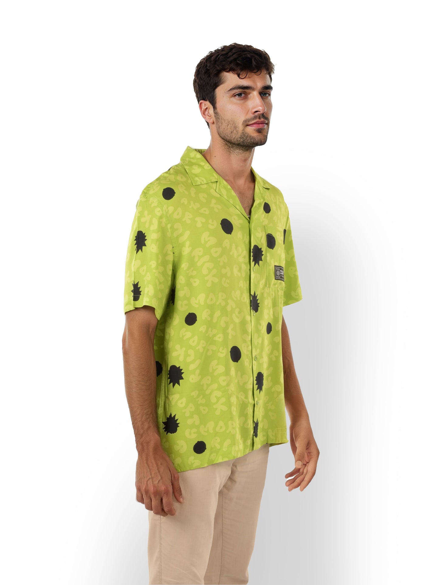 Rick & Morty Green Printed Cotton Shirt