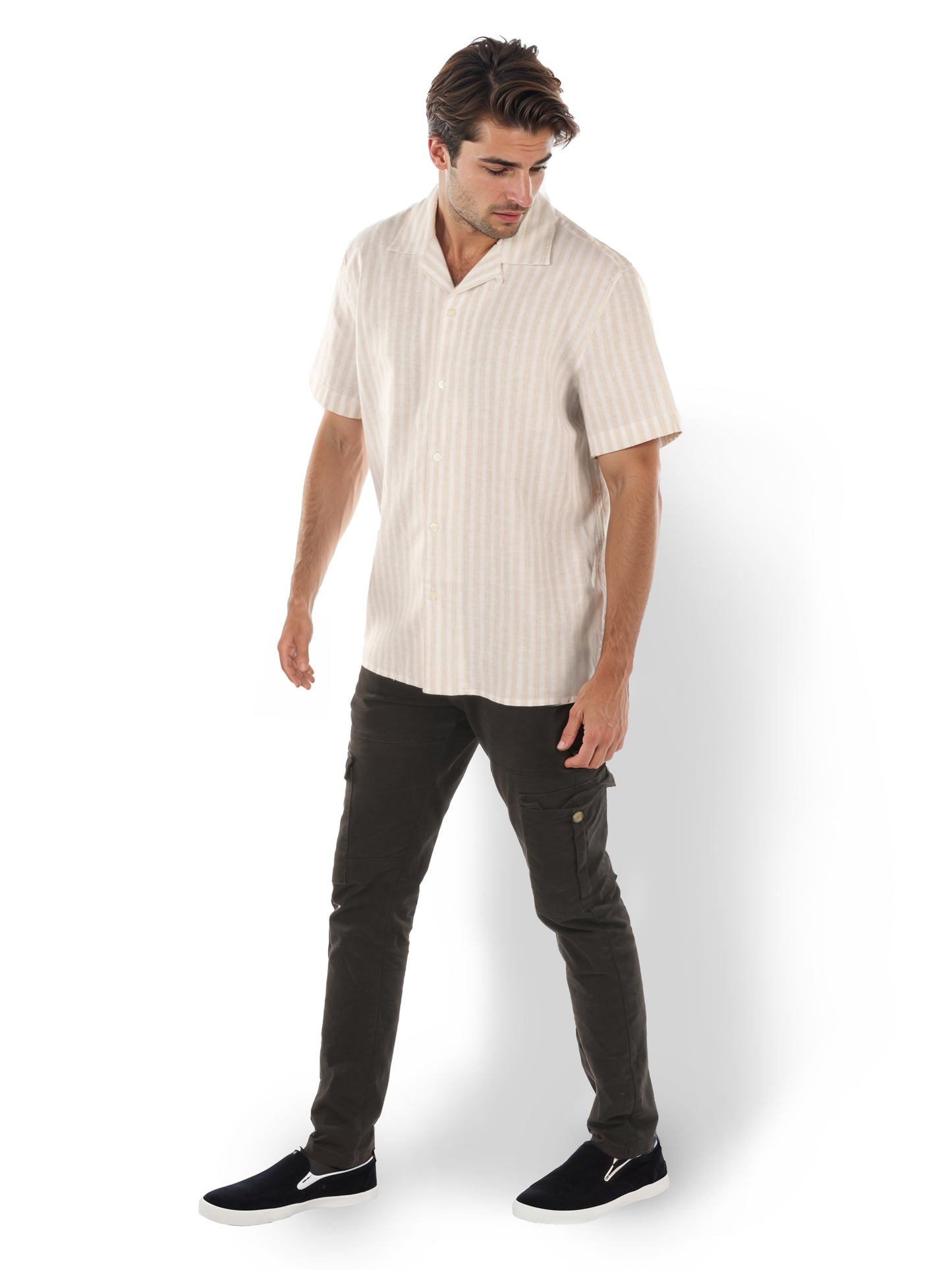 Brown Striped Linen Shirt