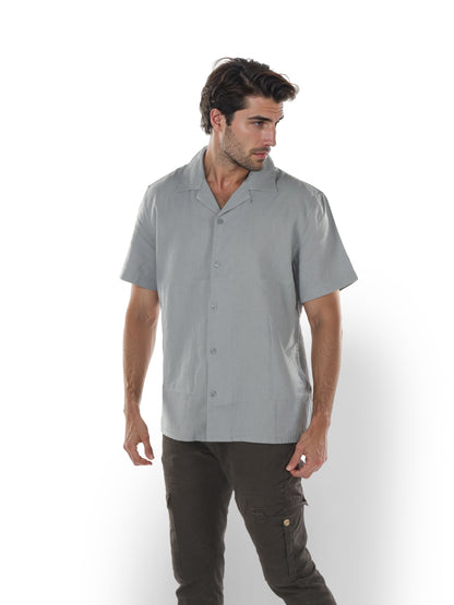 Blue Solid Linen Shirt