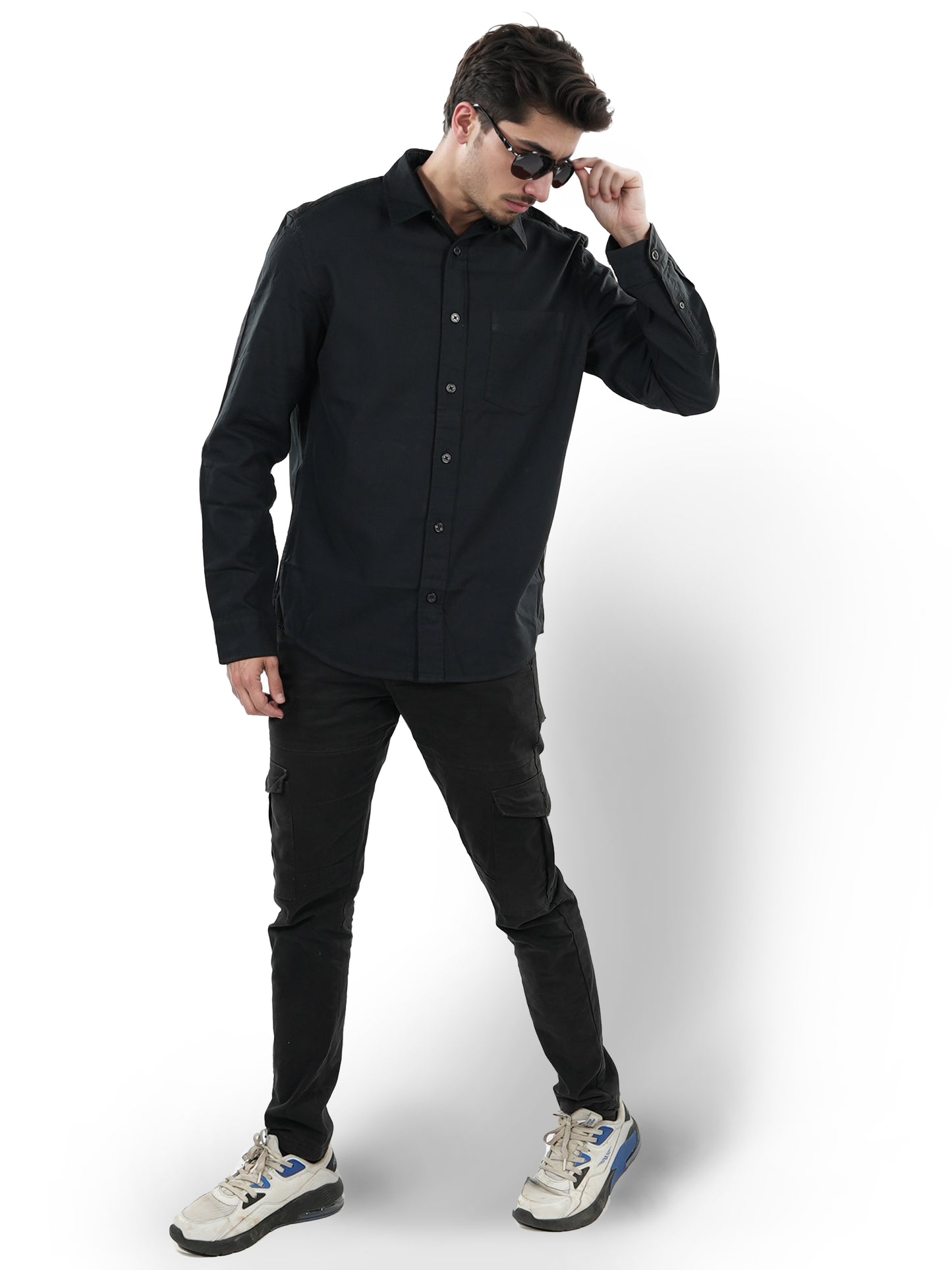 Black Solid Cotton Shirt